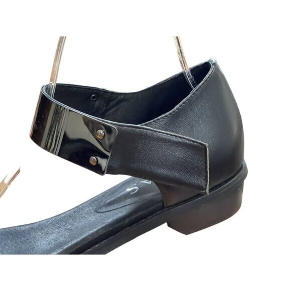 Midas Black‎ Leather Sandals With Silver Metal Ankle Strap Size 39-8 - Picture 15 of 16